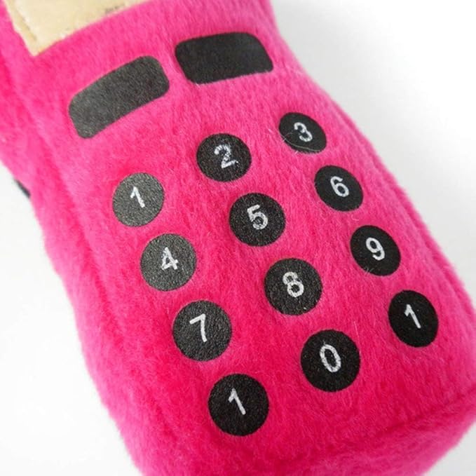 GANPUB Pink Pet Dog Puppy Funny Cellphone Shape Plush Doll Playing Training Chew Squeaky Toy - Toughs Plush Fluffy Toy for Awesome Pet for Puppy Small Medium Dog Pets,Automatic Ball Launchers