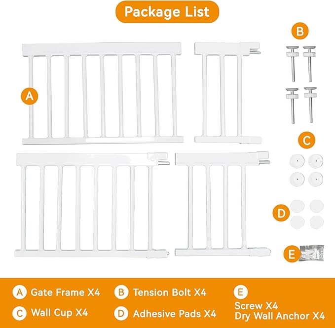 Dog Gate, SHYUJAJIE Adjustable Extra Wide Short Dog Gate,Small Pet Gate with 4 Extension Kits, Pressure Mounted for Doorways & Stairs (White, 18-48" W*18" H)