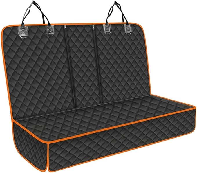 Car Back Seat Cover for Dog, Waterproof Nonslip Car Seat Protector for Pet Kids, Pet Bench Backseat Cover for Cars SUVs Trucks, 53" (Orange)