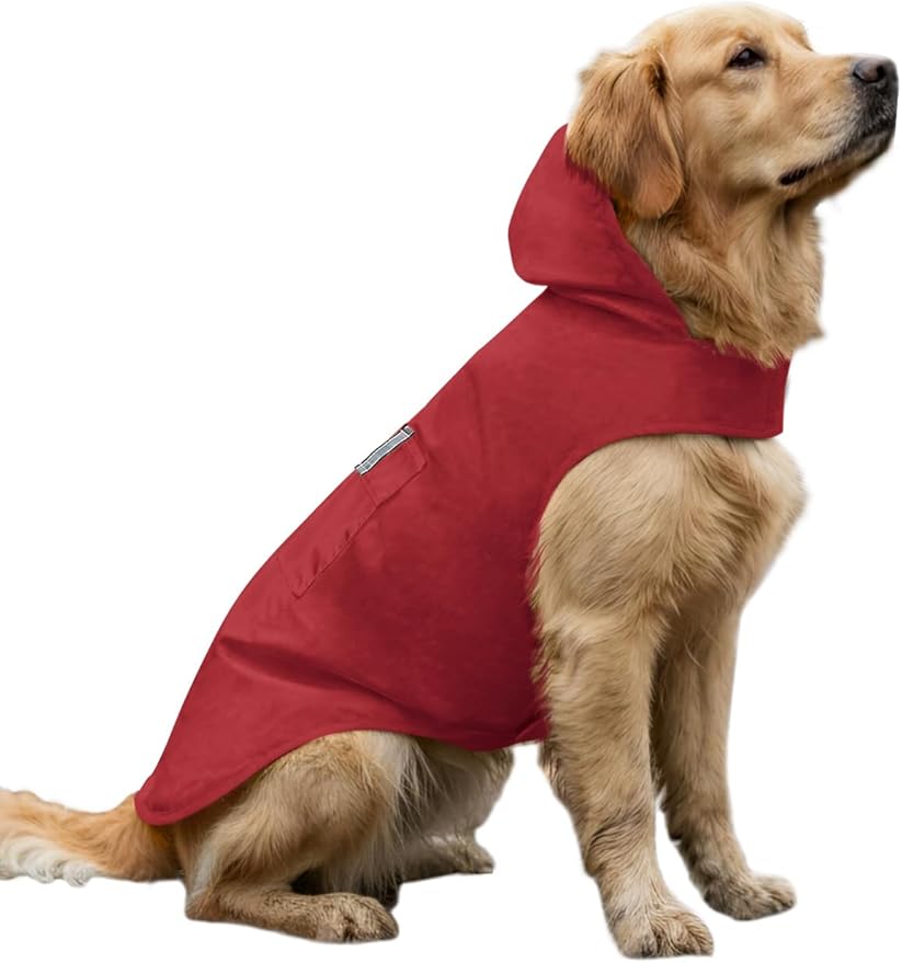 Dog Raincoat Reflective Adjustable Hooded Pet Rain Jacket Poncho with Leash Hole for Dogs S-5XL
