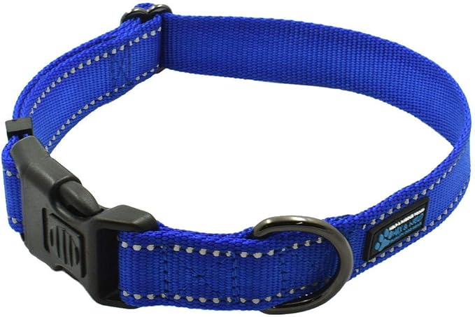 Max and Neo NEO Nylon Buckle Reflective Dog Collar - We Donate a Collar to a Dog Rescue for Every Collar Sold (Medium, Blue)