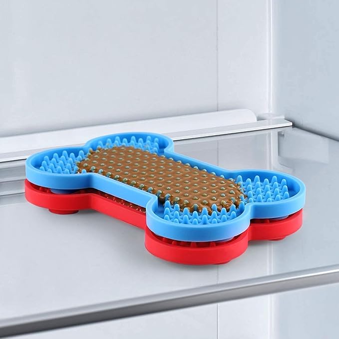 Lick Mat for Dogs - 2 Pack Peanut Butter Licking Mats, Slow Feeding Bowl, Tattoo and Anxiety Reducer for Pet Food, Yogurt, Bath, Grooming and Training