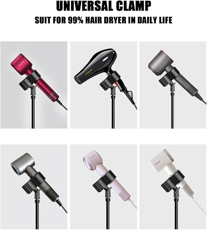Hair Dryer Holder,Hands-Free Below Dryer Stand with Adjustable 23-77 Inch,Heavy Duty Hair Styler Stand For Children,The Elderly,Frozen Shoulder,Pets,Universal Clips For 99% Hair Dryer with Free Phone Holder