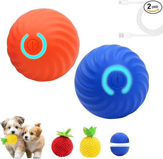 2Pcs Interactive Dog Ball Toys,Smart Small Medium Dog Toys to Keep Them Busy with 3 Cover, Automatic Rolling and Jumping Pet Balls Ball for Dogs,Pet Interactive Toy Balls.Not for Aggressive Chewers.
