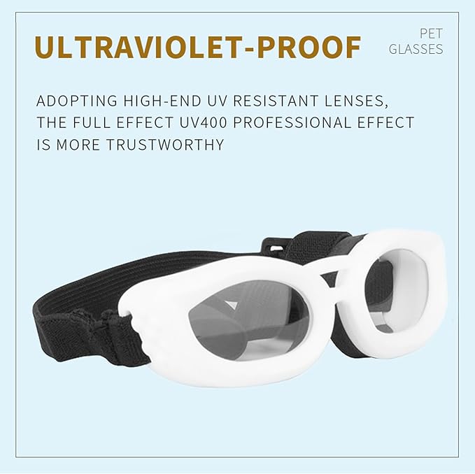 Dog Goggles Small Breed, UV/Wind/Dust/Fog Protection Pet Sunglasses with Adjustable Strap,Outdoor Dog Sunglasses for Small Dogs,Easy Wear