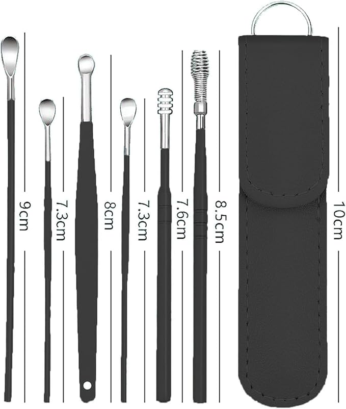 12Pcs Ear Wax Removal Kit,Ear Cleaner Tools: Mini Portable Ear Scope with Stainless Steel 360° Spiral Ear Massage Cleaning Tool for Adults Kids - Ear Wax Remover with Storage Box