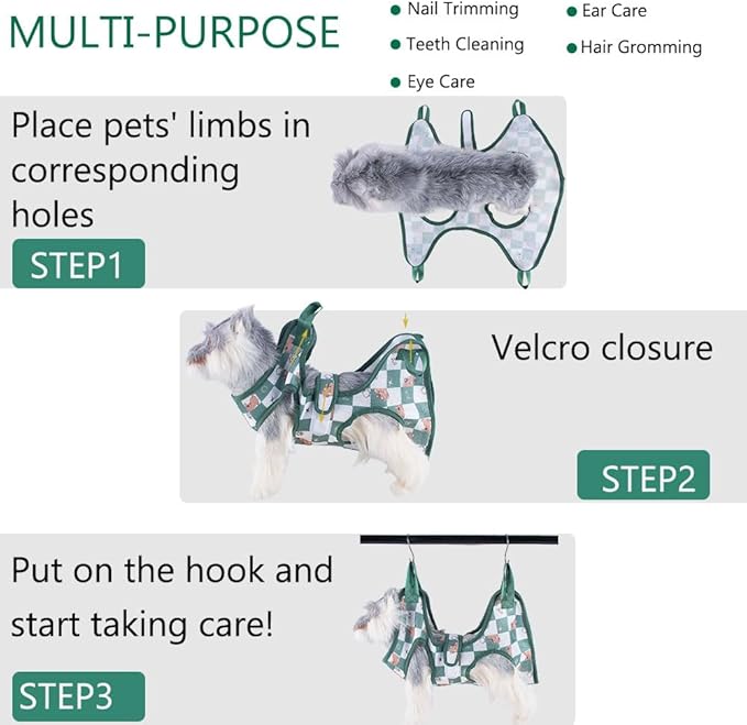 AIO Cat & Dog Restraint Sling for Nail Trimming Foldable Dog Grooming Supet Relaxation Hammock Harness for Pet Grooming S Yellow