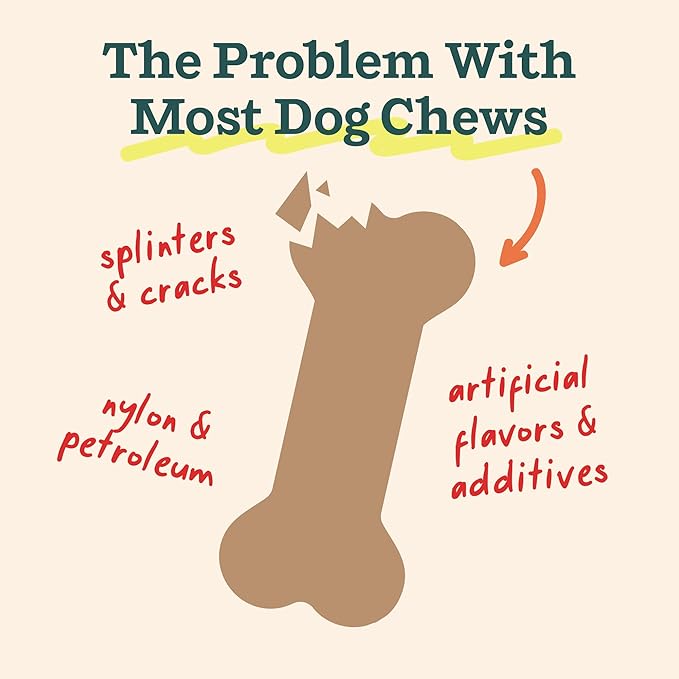 WOOF HonestChew Dog Toy Duo - Durable Dog Chews - Made with Plant-Based Ingredients - Splinter-Resistant - Safer Than Dog Bones - with HonestChew Antler and Infinity - Gift for Dogs - Large