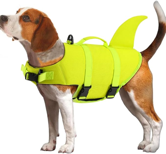 EMUST Dog Life Jacket, Dog Life Vest with Rescue Handle, Ripstop Puppy Safety Preserver for Swimming Pool Beach Boating Kayaking (XS, BrightYellow)