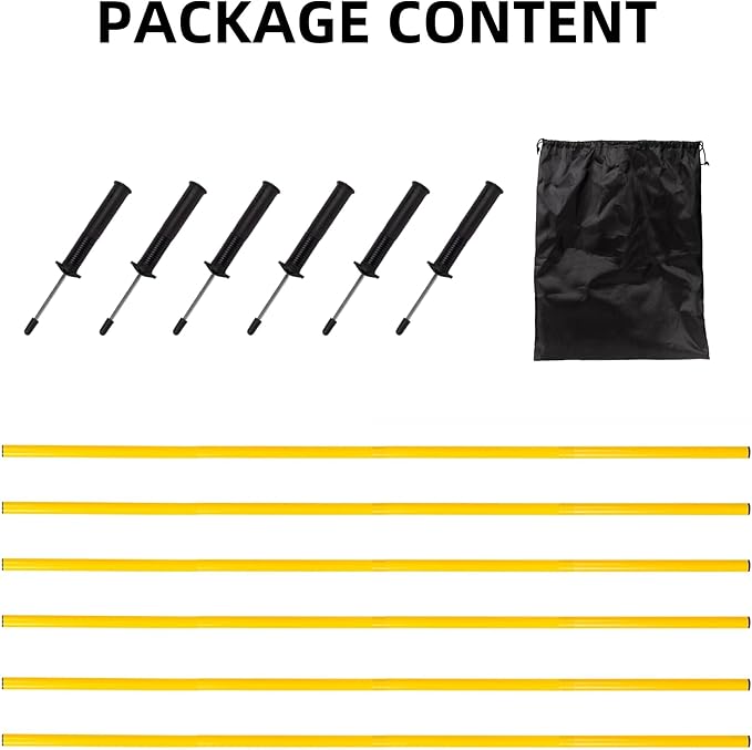 5FT Agility Training Poles for Soccer,Basketball,Football,Dog,Horse Training-Adjustable Speed and Agility Training Equipment Sports Training Sticks with Ground Spring Nails and Storage Bag