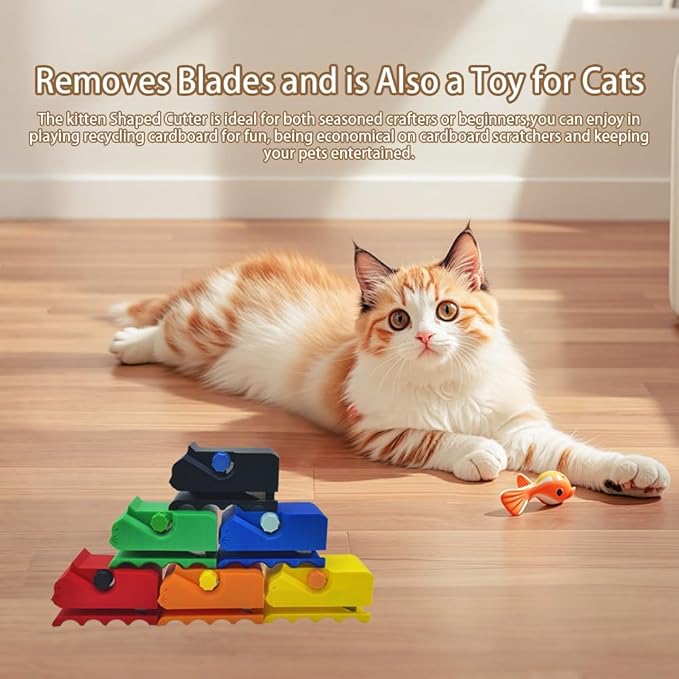 Cardboard Cutter for Cat Scratchers,DIY Cardboard Cutting Tool, Handheld Cardboard Cutting Tools for Making Cat Scratching Board Cat Bed (Light Blue + 10pcs Replacement Blades)