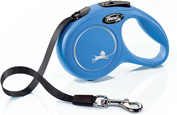 FLEXI Classic Tape Extra Small Retractable Dog Leash for Small Dogs Upto 26 lbs. – 10 ft., Blue | Tangle Free Pet Walking Leash with One-Handed Brake, Pause, Lock|German Quality Product