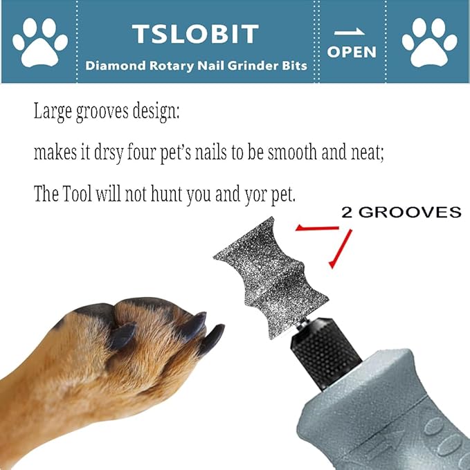 Diamond Dog Nail Grinder Attachment,1/8'' Pet Nail Grinder Wheel for Dog Nail Grinder, Diamond Rotory Bit for Dogs&Pets Nail Care (Large B+D)