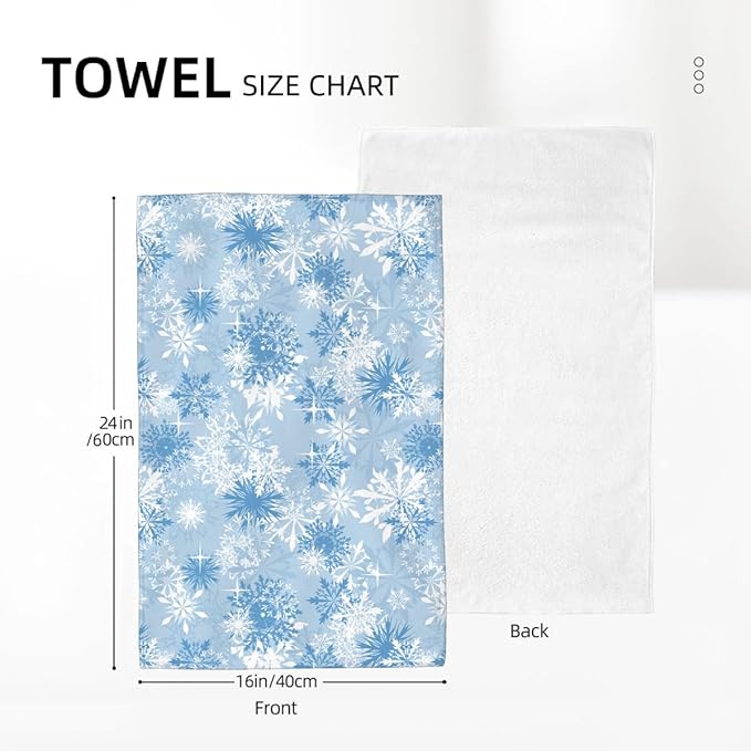 Christmas Kitchen Towels Blue White Snowflake Winter Dish Towels 16×24 Inch Soft Absorbent Xmas Blue Hand Cloths Decorative for Kitchen Drying Set of 2