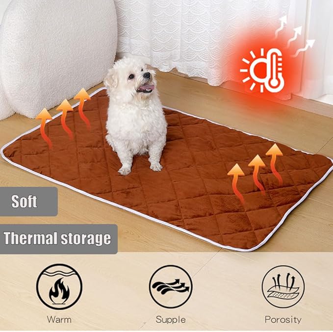 Washable Anti-Slip Kennel Mat for Medium Small Dogs and Cats Kennel pad Crate Pad in Winter Heated Cat Bed Self Warming Non-Electric Pet Warming Pad Gray 23.62 * 35.43inch