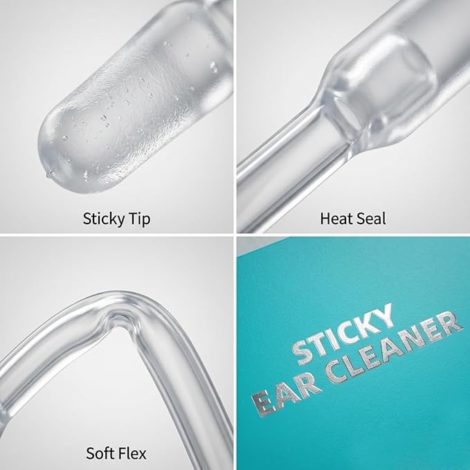 3Box Sticky Ear Cleaning Sticks, Ear Wax Removal Tool Kit, Gentle Adhesive Ear Cleaner for Adults & Kids, Disposable Soft Ear Care Swabs for Home Travel Use, Safe Ear Hygiene Cleaning Kit 72pcs