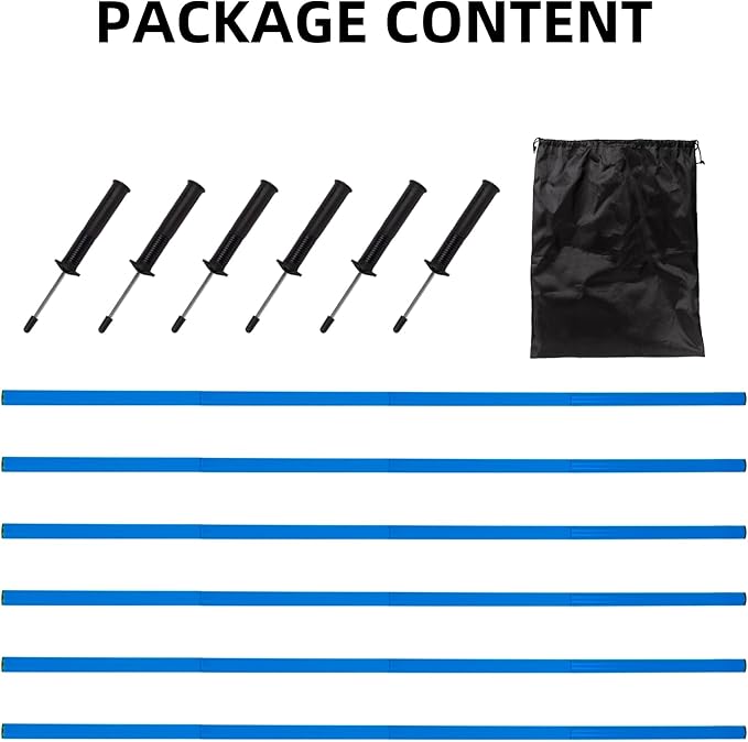 5FT Agility Training Poles for Soccer,Basketball,Football,Dog,Horse Training-Adjustable Speed and Agility Training Equipment Sports Training Sticks with Ground Spring Nails and Storage Bag