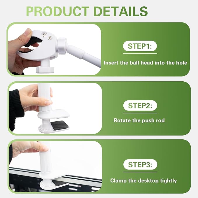 Dog Hair Dryer Holder, Black Alloy Flexible Hair Dryer Stand 360° Rotating Hands-Free Stand with Adjustable Clamp, for Pet Dog Cat Grooming (White)