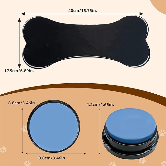 Dog Buttons for Communication, Set of 4 Color Dog Talking Button, 30s Voice Recordable Pet Training Tool, Speaking Buttons for Cats & Dogs with Scene Stickers and Rubber Mat (Red_B)