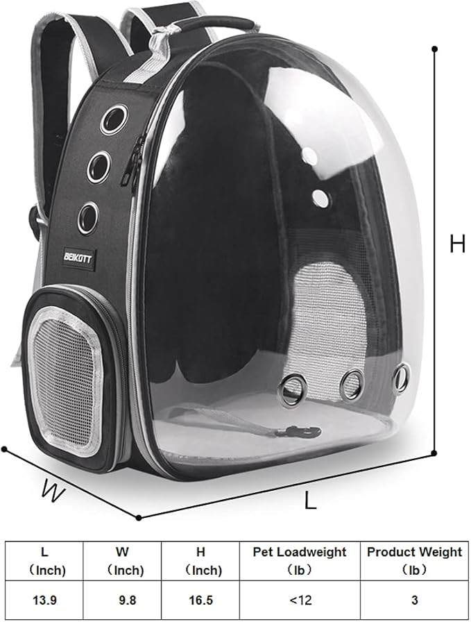 Cat Backpack Carrier, Pet Backpack, Breathable Cat Dog Space Capsule Backpack, Airline-Approved for Small Cats Dogs Birds Bunny Travel Hiking