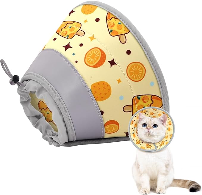 Cat Cone Collar Soft to Stop Licking, Adjustable, Foldable Lightweight Kitten Cones After Surgery Recovery for Cats & Kittens, Cat Cone Alternative, Easy Eating (Orange, L)
