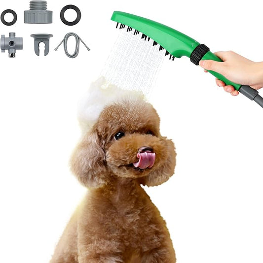 Pet Shower Sprayer, Dog Shower Attachment, 1.8GPM Dog Shower & Bath Accessories with Faucet Head Hook Valve 9.8 Ft Steel Hose for Dogs Cats Bath Indoor Outdoor Green & Black