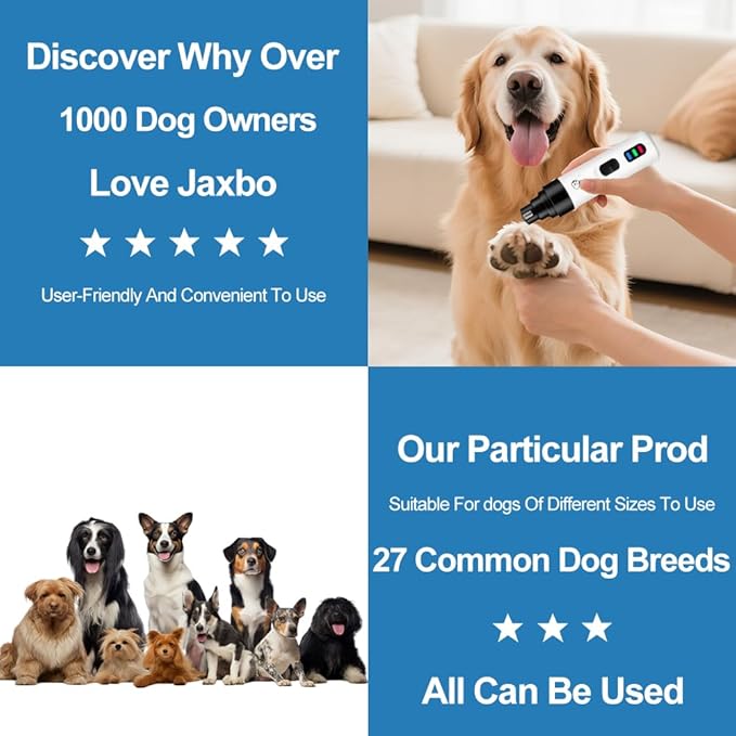 2026 New Dog Nail Clippers Silent, Quiet Dog Nail Grinder, Painless Paws Grooming & Smoothing, Electric Pet Nail Trimmer for Cats and Other Animals, Ideal for Sensitive Dogs of All Breeds & Sizes
