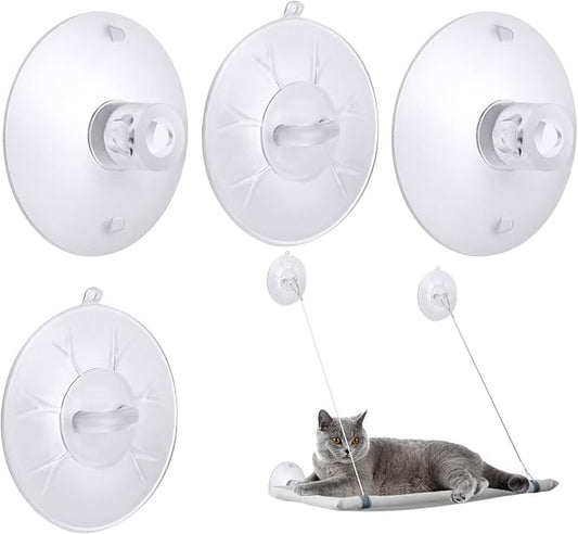 4 Pieces Cat Window Perch Suction Cup, Powerful Cat Window Bed Seat Replacement Suction Cup, Clear PVC Sucker Pads, 2 Styles