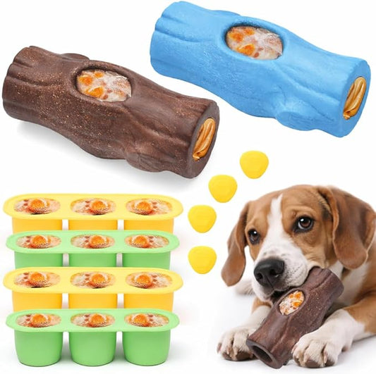 2 Pack Dog Toys for Aggressive Chewers, Interactive Indestructible Dog Toys with Frozen Treat Function, Durable Dog Puzzle Toy for Large & Medium Dogs, Reduces Anxiety, Brown & Blue