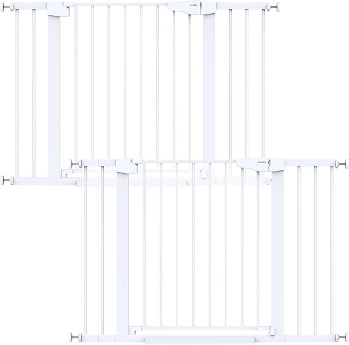 Cumbor 2 Pack 30-46" Baby Gate for Stairs, Mom's Choice Awards Winner-Auto Close Dog Gate for doorways, Easy Install Pressure Mounted Pet Gates Indoor, Easy Walk Thru Wide Safety Gate for Dog, White