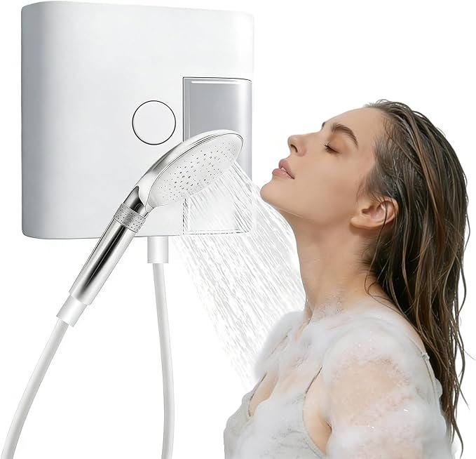 RINBOU Foam Shower Head with Dual-Mode Foam/Clear Water Spray, High Pressure Handheld Showerhead with Hose for Kids Pets Family Bathroom, Battery-Powered Bubble Maker with Soap Dispenser