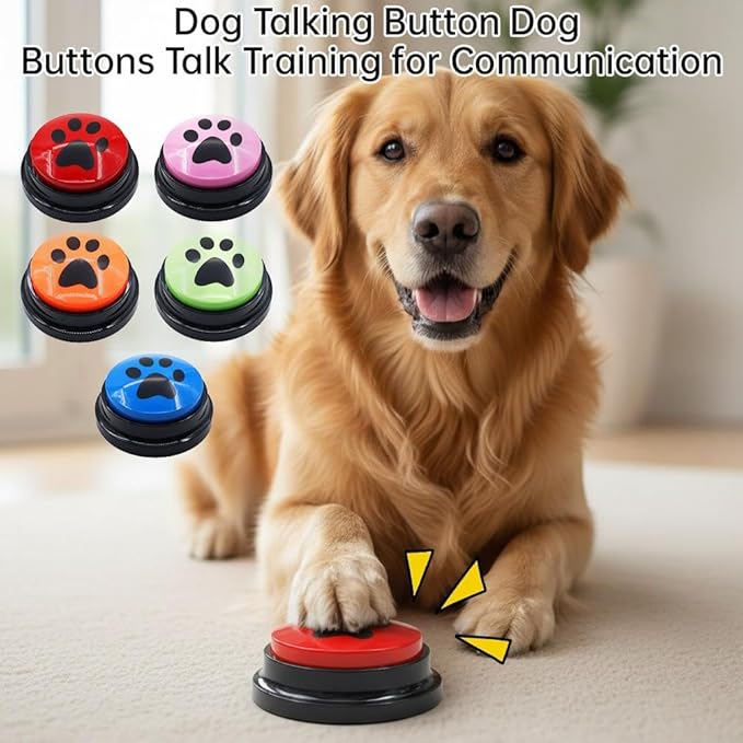 Dog Button Talk Training, Recordable Dog Communication Button Dogs Buttons Talk Training, Multicolorful Voice Recording Buttons Pet Train Funny Gifts for Dogs Pet Lovers (Green)