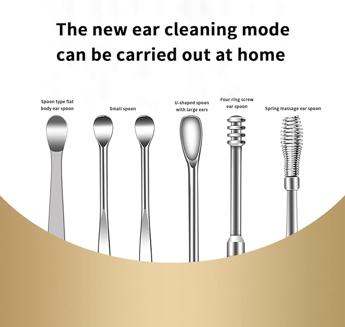 6 Pcs Ear Wax Removal Kit: Ear Cleaner Tools: Mini Portable Ear Scope with Stainless Steel 360° Spiral Ear Massage Cleaning Tool for Adults Kids - Ear Wax Remover with Storage Box
