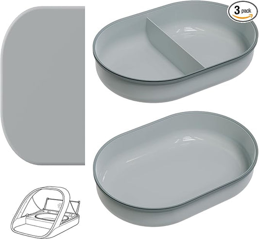 2-Pack Plastic Cat Bowls + 1 Feeding Mat, Specially Designed for Automatic Microchip cat feeders Upgraded Rubber Sealing Ring Design, Durable, Safe for Hands and Pets During Cleaning