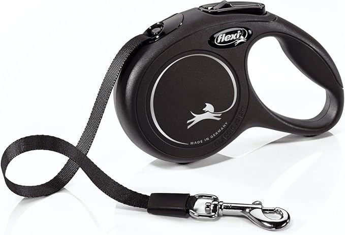 FLEXI New Classic X-Small Tape Retractable Dog Leash for Small Dogs Upto 26 lbs. – 10 ft., Black | Tangle Free Pet Walking Leash with One-Handed Brake, Pause, Lock|German Quality Product
