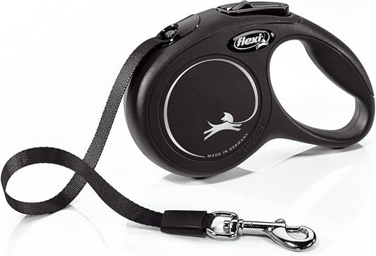 FLEXI New Classic X-Small Tape Retractable Dog Leash for Small Dogs Upto 26 lbs. – 10 ft., Black | Tangle Free Pet Walking Leash with One-Handed Brake, Pause, Lock|German Quality Product