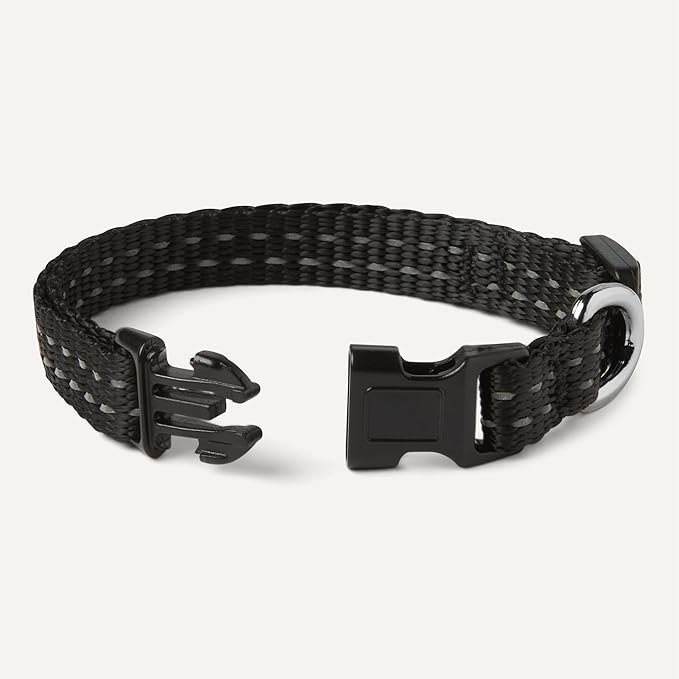 Amazon Basics Polyester Dog Collar S, Adjustable Length 11.2"-16.9", 0.9" W, Black