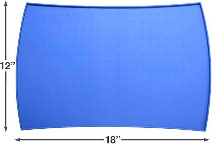 PetFusion Small Waterproof Dog & Cat Food Mat (18x12"). FDA Grade Silicone [superior hygiene, non-toxic, multiple sizes]