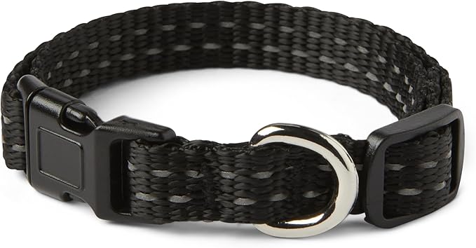 Amazon Basics Polyester Dog Collar XS, Adjustable Length 8.7"-13.5", 0.7" W, Black