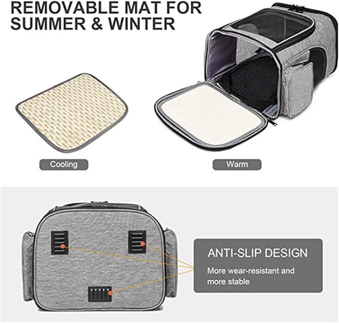 Cat Carrier Backpack, Airline Approved Expandable Pet Carrier, Breathable Mesh Backpack for Small Dogs & Medium Cats Hiking Camping Travel (Gray)