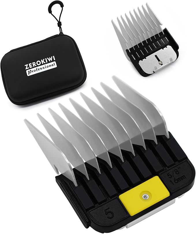 Professional A5-Style Animal Clipper Stainless Steel Color-Coded Snap-on Attachment Guard Guide Comb, 1/8"-1" Compatible with Wahl KM Series Oster A5 Andis Detachable Blade Pet Dog Groomers (#5-5/8")