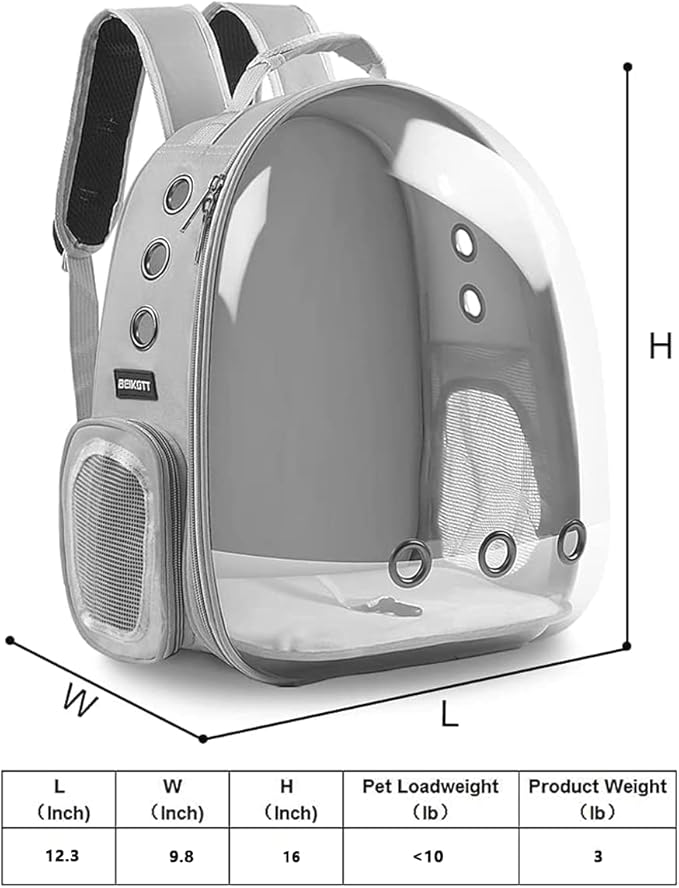 Cat Backpack Carrier, Pet Backpack, Breathable Cat Dog Space Capsule Backpack, Airline-Approved for Small Cats Dogs Birds Bunny Travel Hiking