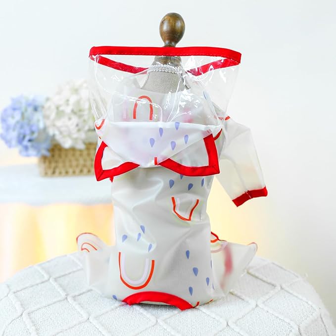 Waterproof Dog Raincoat,Full Coverage 4 Legs Dog Rain Jacket for Small Dogs,Pet Rain Coat with Hood,Reflective Strips&Leash Hole Outdoor Raincoat (X-Large（for Weight 11.1-14.6 lb）, Rainbow)