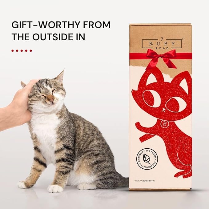 7 Ruby Road Indoor Cat Wall Scratcher — Multidirectional Sisal Scratch Pad & Board for Furniture Protection, Space-Saving Wall or Floor Use, Solid Rubberwood, All Breeds (Cream)