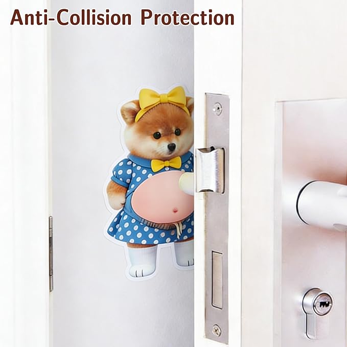 6 Pairs Chubby Shiba Inu & Cat Belly Stickers 3D Silicone Anti-Collision Wall & Door Protectors, Cute Big Bellys Cushioned Protectors for Phones, Cars & Home Decor