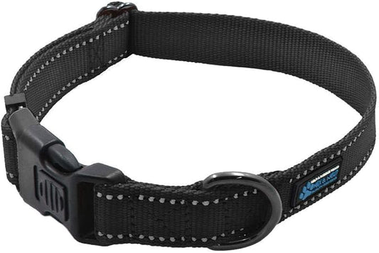 Max and Neo NEO Nylon Buckle Reflective Dog Collar - We Donate to a Dog Rescue for Every Collar Sold (Large, Black)