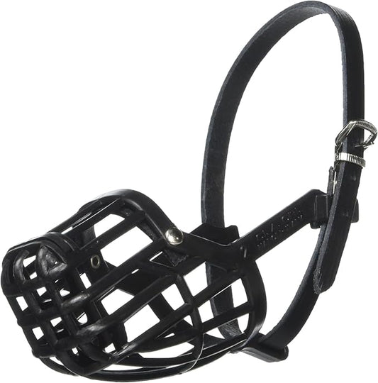 OmniPet Leather Brothers Italian Basket Dog Muzzle, Adjustable Secure Fit, Comfortable Design, Training and Safety, Averts Biting, Prevents Chewing and Scavenging, Perfect for Grooming - Black, Size 2