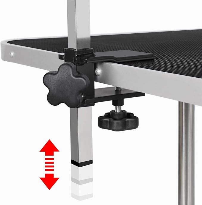 Topeakmart Foldable Pet Grooming Table - Professional Stainless Steel Dog Cat Trimming Table w/Adjustable Arm/Noose/Mesh Tray 45L x 24W x 30H inch Maximum Capacity Up to 265Lb