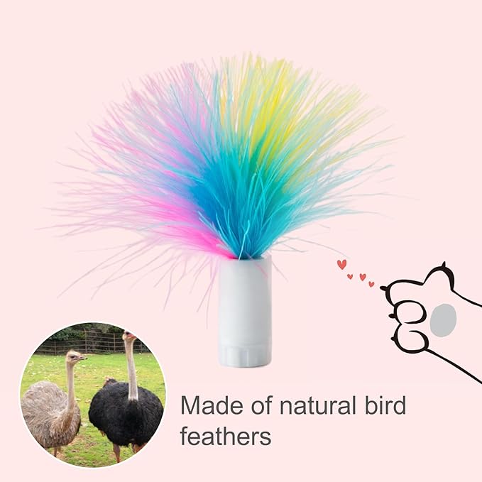ORSDA 12Pcs Feathers Replacement and Soft Furry Accessories ONLY Fits Cat Toys, Interactive Toys for Indoor Cats-NOT fits for Other Brand Toys