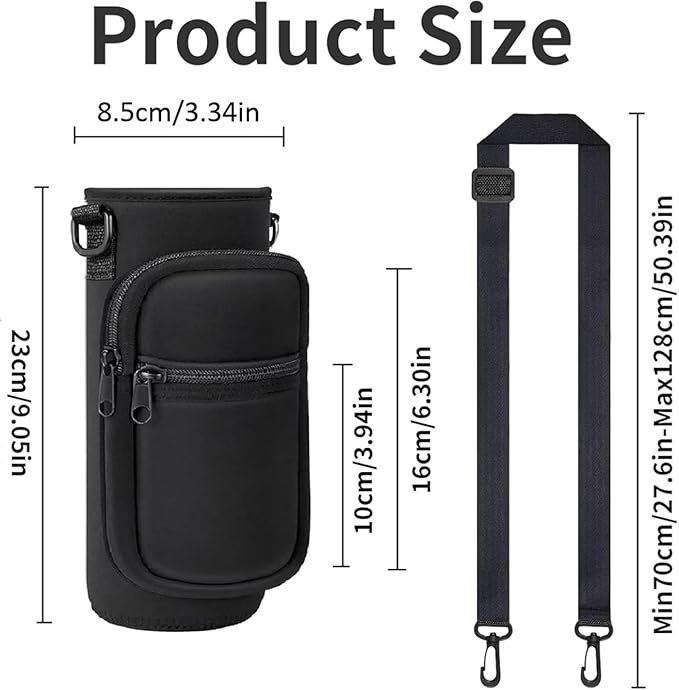Water Bottle Holder with Strap, Insulated Crossbody Sling Bag, Carrier with Phone Pocket for Walking Hiking Camping Fishing